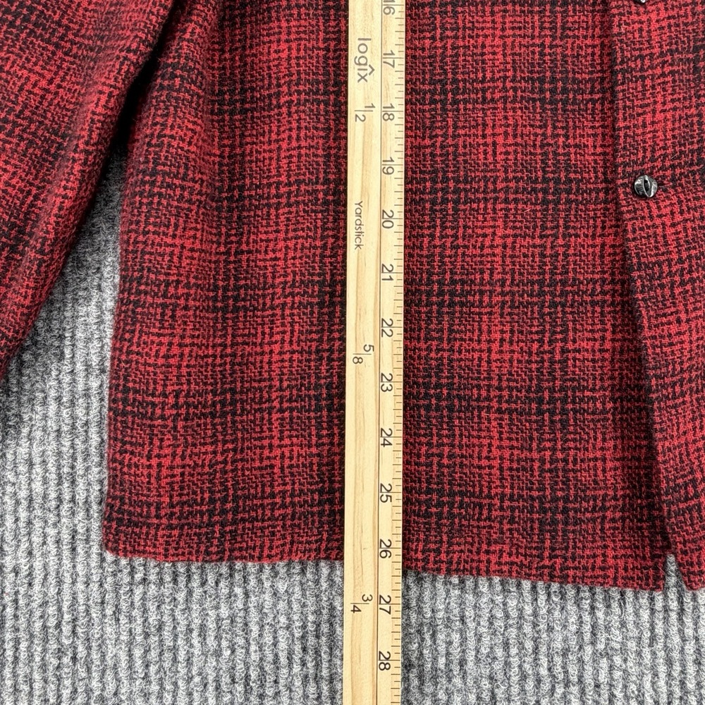 HUF Wool Blend Flannel Jacket Shirt Mens Medium Red Black Quilted Lined Shacket - Picture 10 of 11
